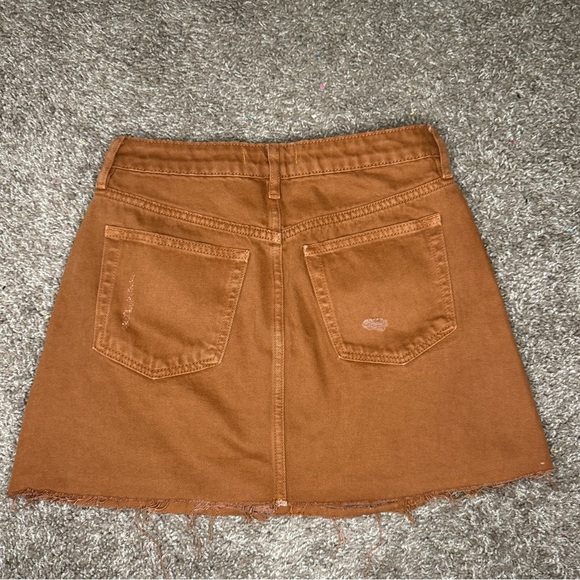 We The Free Free People Rust/Orange Distressed Denim Mini Skirt - Picture 5 of 5
